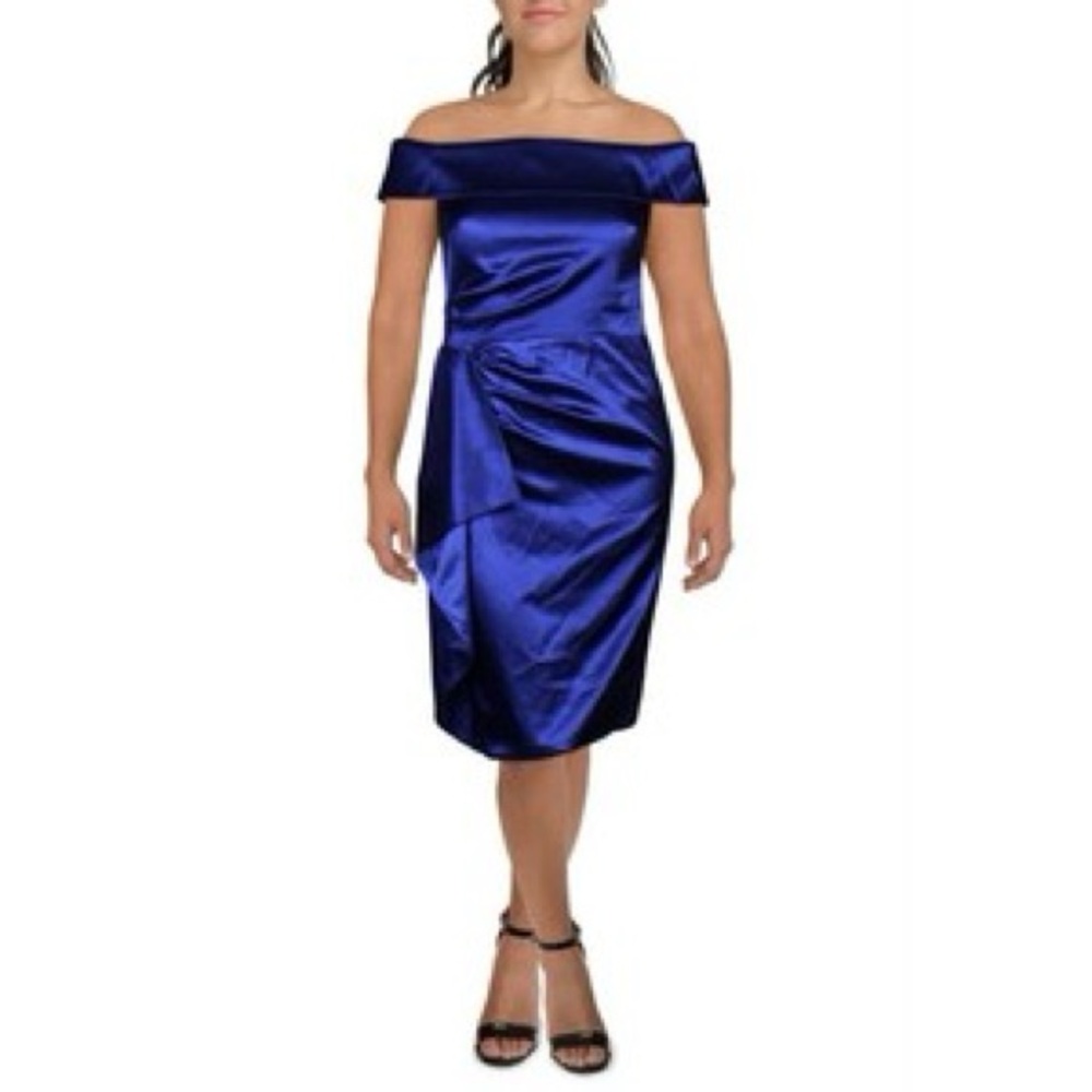 𝐍𝐖𝐓 𝐄𝐥𝐢𝐳𝐚 𝐉 Blue Off the Shoulder Cocktail Dress Size 4